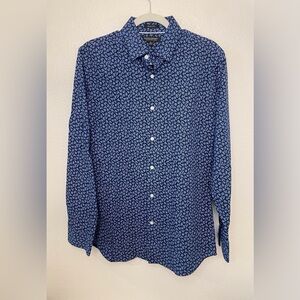 Banana Republic Men’s Slim Fit Navy and White Floral‎ Cotton Shirt Size M